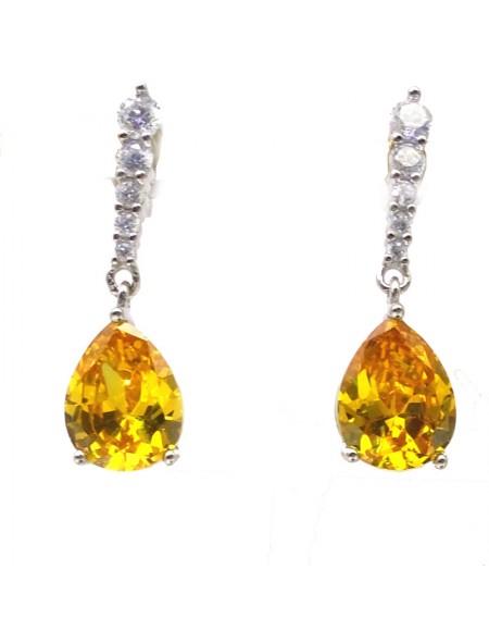 Natural citrine inlaid simple heart-shaped gem Earrings