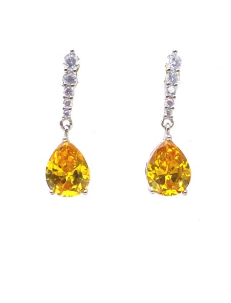 Natural citrine inlaid simple heart-shaped gem Earrings