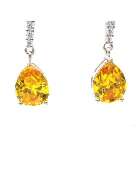 Natural citrine inlaid simple heart-shaped gem Earrings