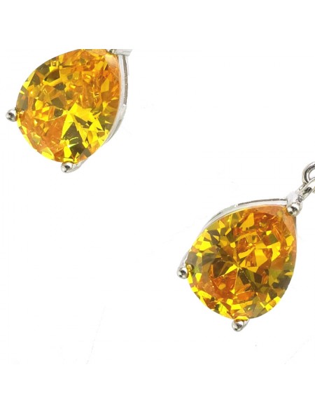 Natural citrine inlaid simple heart-shaped gem Earrings