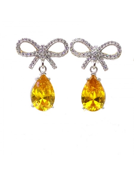 Natural citrine inlaid bow jewel Earrings
