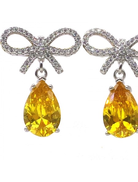 Natural citrine inlaid bow jewel Earrings