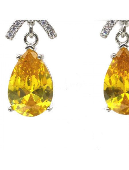 Natural citrine inlaid bow jewel Earrings