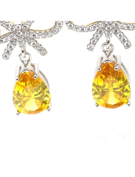 Natural citrine inlaid bow jewel Earrings