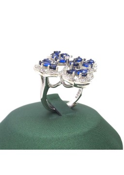 Natural sapphire inlaid clover gem ring