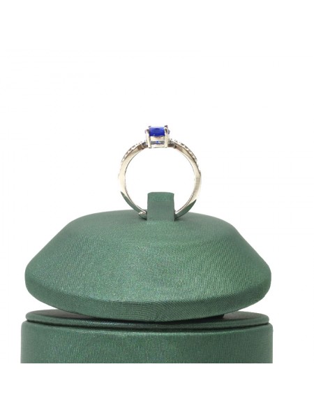 Natural sapphire inlaid square ring