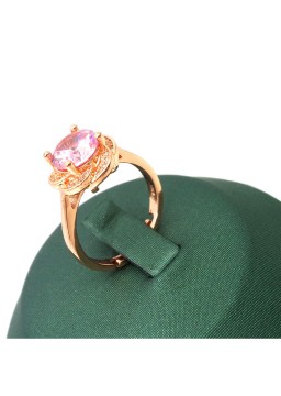 Natural Pink Gem inlaid rose gold ring