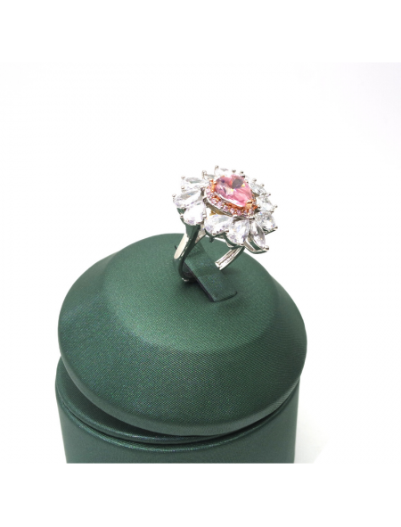 Natural Pink Gem inlaid heart-shaped Princess ring