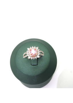 Natural Pink Gem inlaid Princess square ring