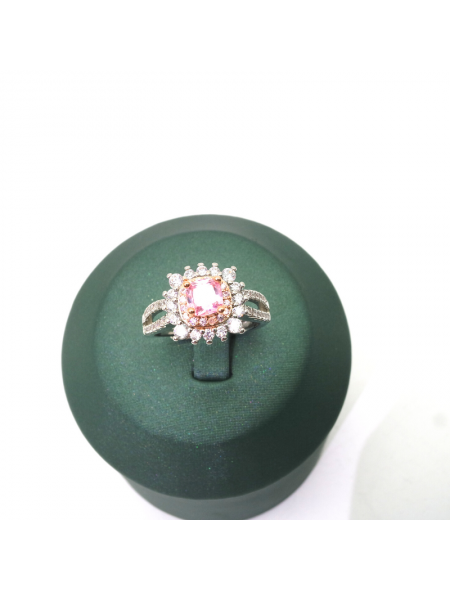 Natural Pink Gem inlaid Princess square ring