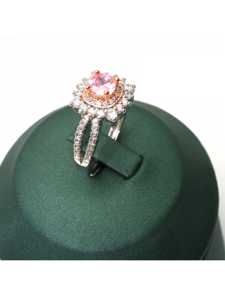 Natural Pink Gem inlaid Princess square ring