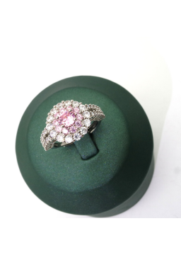 Natural Pink Gem inlaid diamond ring