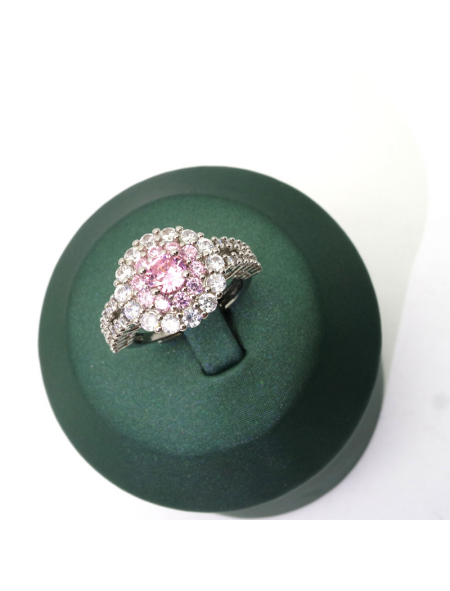 Natural Pink Gem inlaid diamond ring
