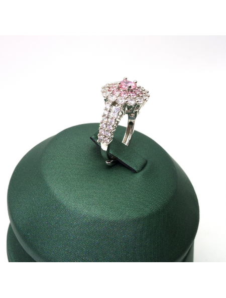 Natural Pink Gem inlaid diamond ring