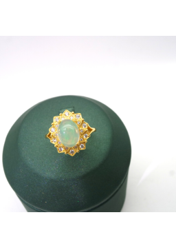 Natural opal inlaid Princess ring