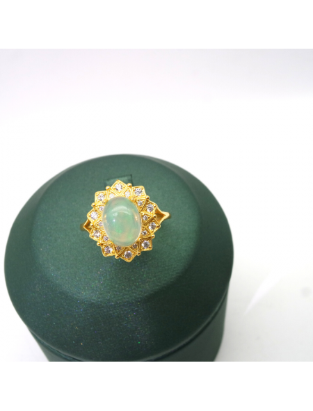 Natural opal inlaid Princess ring