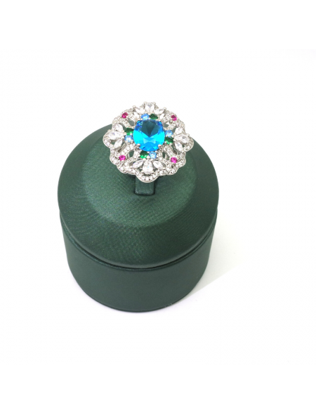 Natural blue topaz inlaid color gem ring