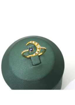 Natural sapphire inlaid Moonstone Ring