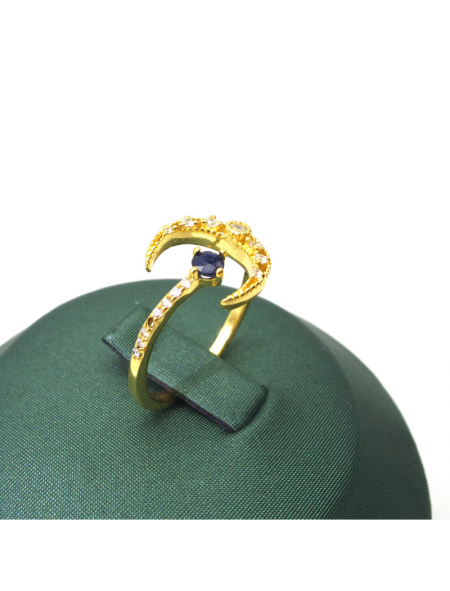 Natural sapphire inlaid Moonstone Ring