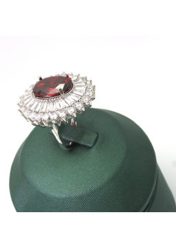 Natural ruby inlaid Bridal Ring