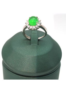 Adjustable natural emerald round floret ring