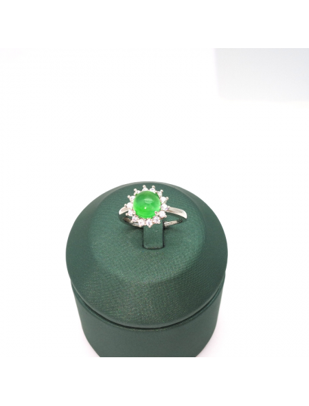 Adjustable natural emerald round floret ring