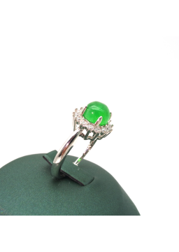 Adjustable natural emerald round floret ring