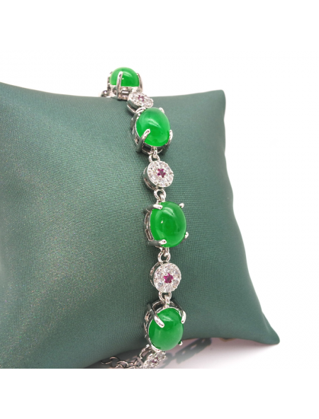 Green chalcedony oval four claw Bracelet