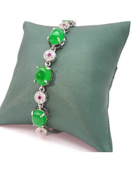 Green chalcedony oval four claw Bracelet