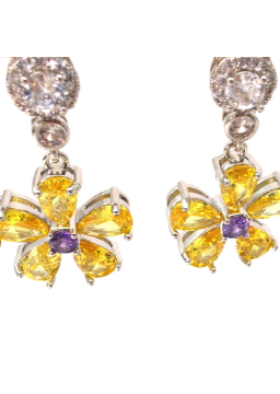 Brazilian yellow round Flower Earrings