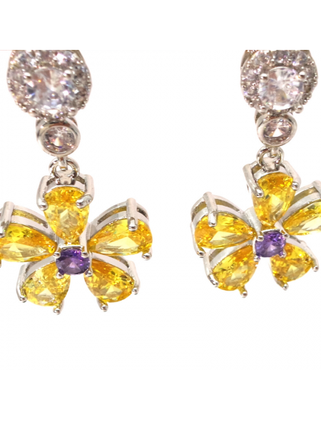 Brazilian yellow round Flower Earrings