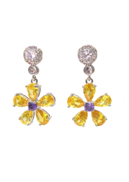 Brazilian yellow round Flower Earrings