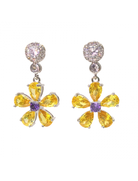 Brazilian yellow round Flower Earrings