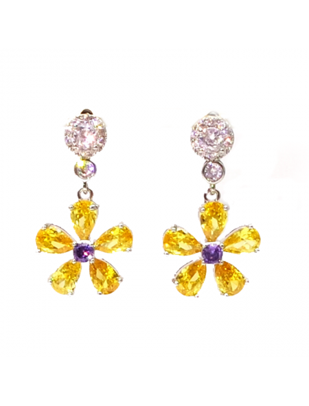 Brazilian yellow round Flower Earrings