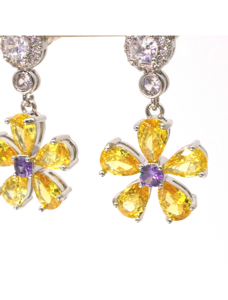 Brazilian yellow round Flower Earrings