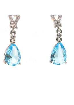 Silver Drop Sapphire Earrings