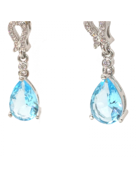 Silver Drop Sapphire Earrings