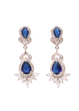 Sapphire blue water drop Flower Earrings
