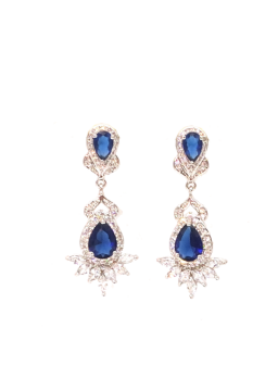 Sapphire blue water drop Flower Earrings