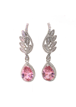 Natural powder gem leaf water drop earrings