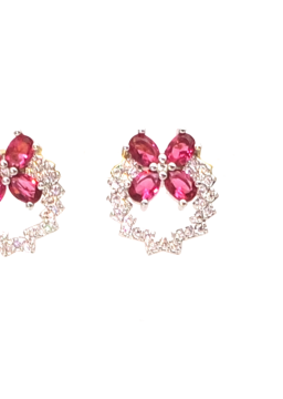 Ruby round hollow clover Earrings