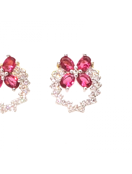 Ruby round hollow clover Earrings