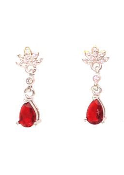 Ruby water drop floret Earrings