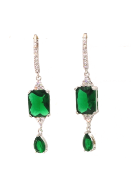 Natural emeral water drop Square Earrings