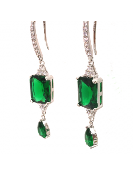 Natural emeral water drop Square Earrings