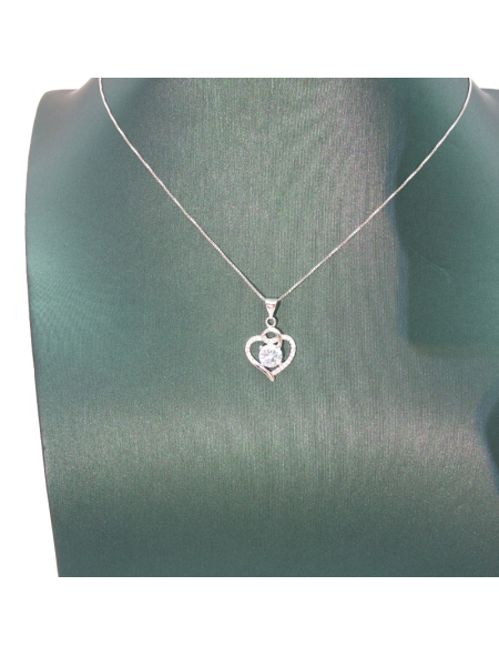 Hollow out love silver edge diamond mosan Pendant