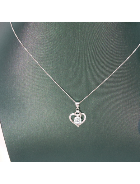 Hollow out love silver edge diamond mosan Pendant