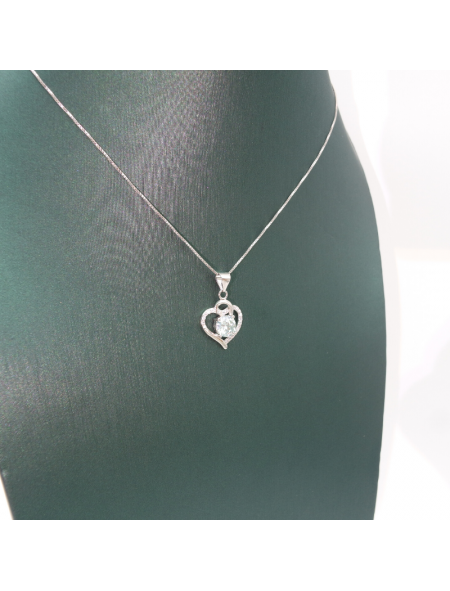 Hollow out love silver edge diamond mosan Pendant