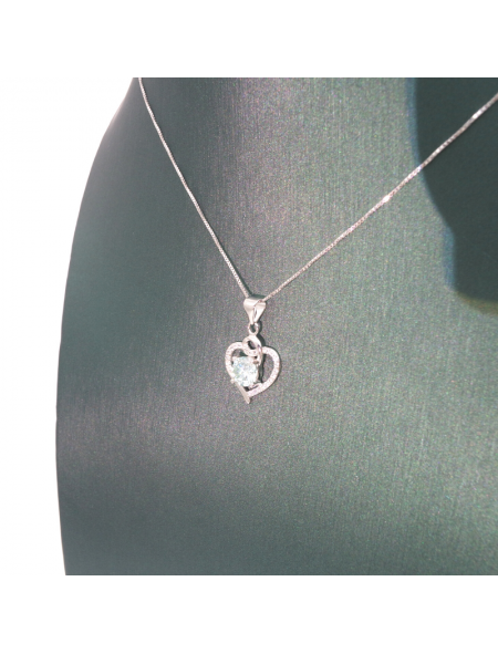 Hollow out love silver edge diamond mosan Pendant