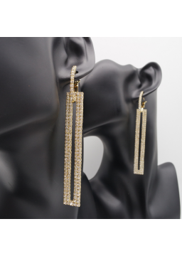 Long gold square ear stud